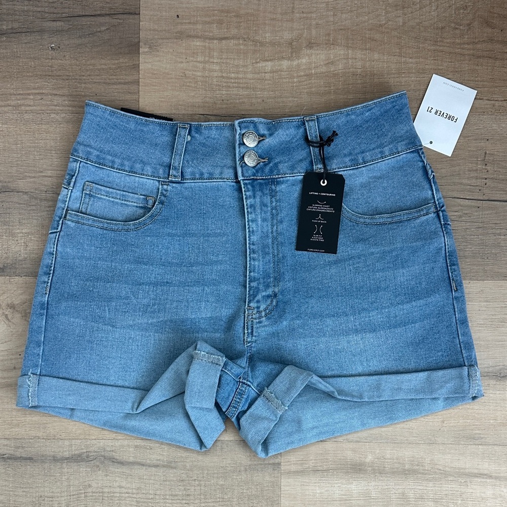 Forever 21 Up Lyfter slim fit Light Blue Jean Shorts size 29 BNWT